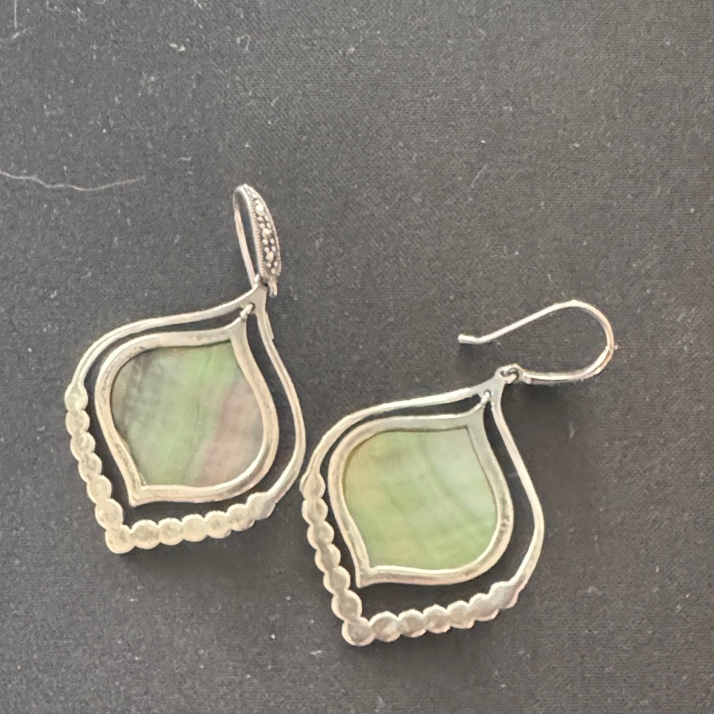 Chic Silver and Green Tear Drop Earrings